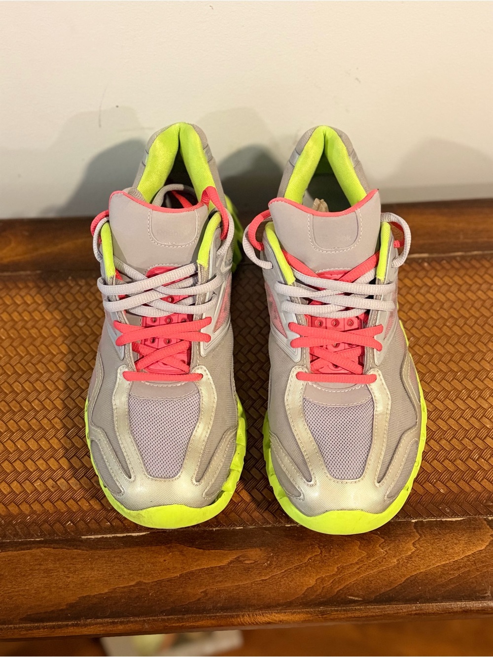 Reebok Gray Sneakers with Neon Yellow & Coral Accents